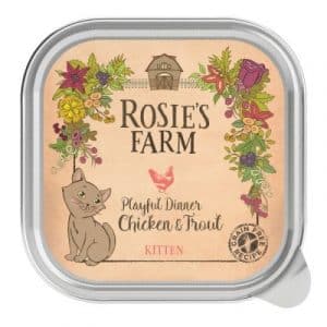 Sparpaket Rosie's Farm Kitten 32 x 100 g - Kitten: Huhn & Forelle