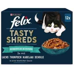 Felix "Tasty Shreds" Pouches 12 x 80 g - Geschmacksvielfalt aus dem Wasser (Lachs