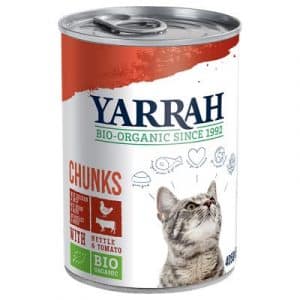 Sparpaket Yarrah Bio Chunks 24 x 405 g - Bio-Huhn mit Bio-Brennnesseln & Bio-Tomate in Soße