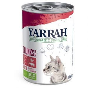 Yarrah Bio Chunks 1 x 405 g - Bio Huhn & Bio Truthahn mit Bio Brennnesseln & Bio Tomaten