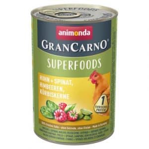 Sparpaket Animonda GranCarno Adult Superfoods 24 x 400 g - Huhn + Spinat