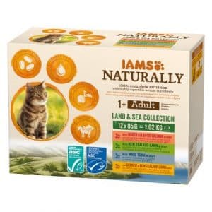 IAMS Naturally Cat Adult - 48 x 85 g Land & Sea Collection