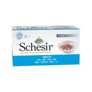 Schesir Small 6 x 50 g - Thunfisch mit Garnelen in Gelee