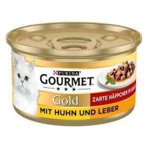 Sparpaket Gourmet Gold Zarte Häppchen 48 x 85 g - Mix Lachs & Huhn