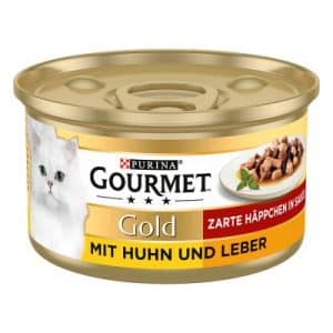 Sparpaket Gourmet Gold Zarte Häppchen 48 x 85 g - Lachs & Huhn