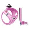 Curli Vest Geschirr Air-Mesh & Basic Leine - pink Caro - Größe S: Brustumfang 40 - 45 cm + Leine 140 cm / 15 mm