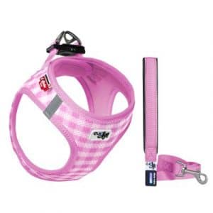 Curli Vest Geschirr Air-Mesh & Basic Leine - pink Caro - Größe 2XS: Brustumfang 30 - 35 cm + Leine 140 cm / 15 mm