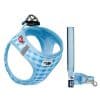 Curli Vest Geschirr Air-Mesh & Basic Leine - skyblue Caro - Größe S: Brustumfang 40 - 45 cm + Leine 140 cm / 15 mm