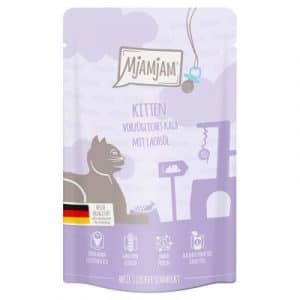 MjAMjAM Quetschie Kitten 12 x 125 g - vorzügliches Kalb mit Lachsöl