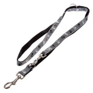 Trixie Set: Halsband Pfoten Silver Reflect + Hundeleine - Halsband Größe M-L + Leine 200 cm / 20 mm