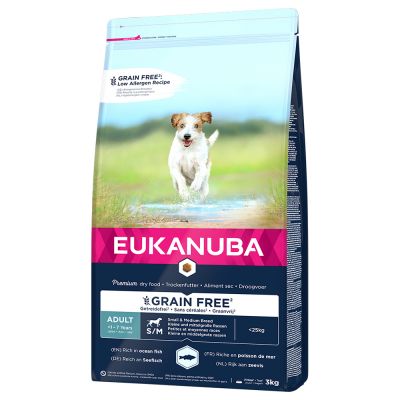 Eukanuba Grain Free Adult Small / Medium Breed Lachs - 12 kg