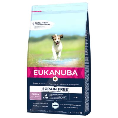 Eukanuba Grain Free Puppy Small / Medium Breed Lachs - Sparpaket: 2 x 3 kg