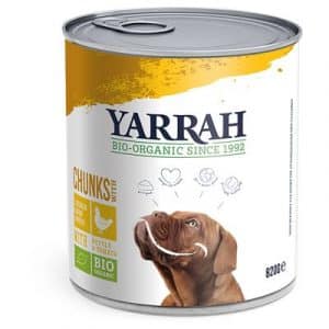 Yarrah Bio Nassfutter Dose 6 x 820 g - Bio-Huhn mit Bio-Brennnessel & Bio-Tomate