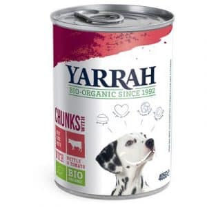 Yarrah Bio Huhn 6 x 400/405 g - Bio Rind mit Bio Brennnessel & Bio Tomate