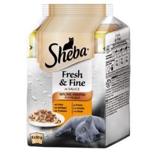 Multipack Sheba Fresh & Fine Frischebeutel 6 x 50 g - Thunfisch & Lachs in Gelee