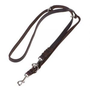 Heim Doppelleine aus Leder mit eingeflochtenem Karabiner - 220 cm lang