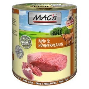 Sparpaket MAC´s Cat 12 x 800 g - Rind & Hühnerherzen