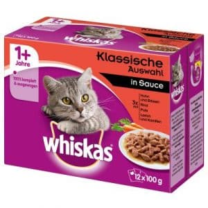 Multipack Whiskas 1+ Adult Frischebeutel 12 x 100 g - Geflügelauswahl in Gelee