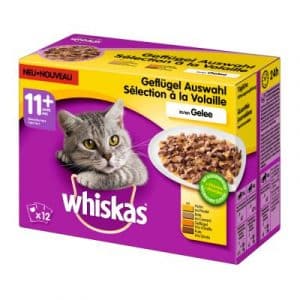 Megapack Whiskas 11+ Frischebeutel 48 x 100 g - Fischauswahl in Gelee