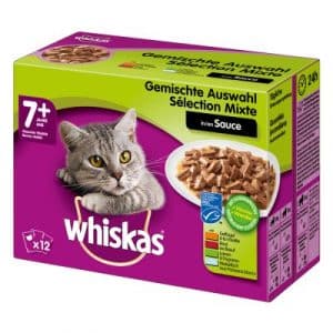 Sparpaket Whiskas Senior Frischebeutel 96 x 100 g  - Whiskas 11+ Fischauswahl in Gelee