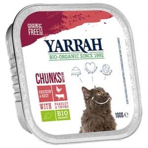 Yarrah Bio Chunks 6 x 100 g - Bio Huhn & Bio Truthahn mit Bio Aloe Vera