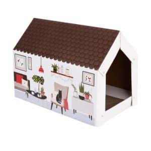 XL-Katzenhaus Home inkl. Kratzbrett - Winter - L 58 x B 36 x H 41 cm