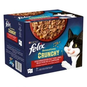 Felix "Sensations Crunchy" Pouches 20 x 85 g + 80 g Topping - Huhn