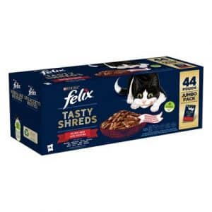 Felix "Tasty Shreds" Pouches 44 x 80 g - Geschmacksvielfalt Vom Land (Rind