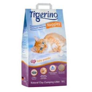 Tigerino Nuggies Ultra Katzenstreu - Babypuderduft - Doppelpack 2 x 14 l