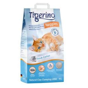 Tigerino Nuggies Ultra Katzenstreu - Baumwollblütenduft - Doppelpack 2 x 14 l