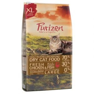 Purizon Large Adult Huhn & Fisch - getreidefrei  - Als Ergänzung: 6 x 200 g Hühnerfilet mit Lachs Nassfutter