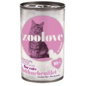 Sparpaket: zoolove Katzenfutter 24 x 140 g - Hühnchenfilet