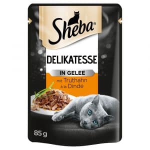Multipack Sheba Varietäten Frischebeutel 12 x 85 g  - Delikatesse in Gelee mit Truthahn