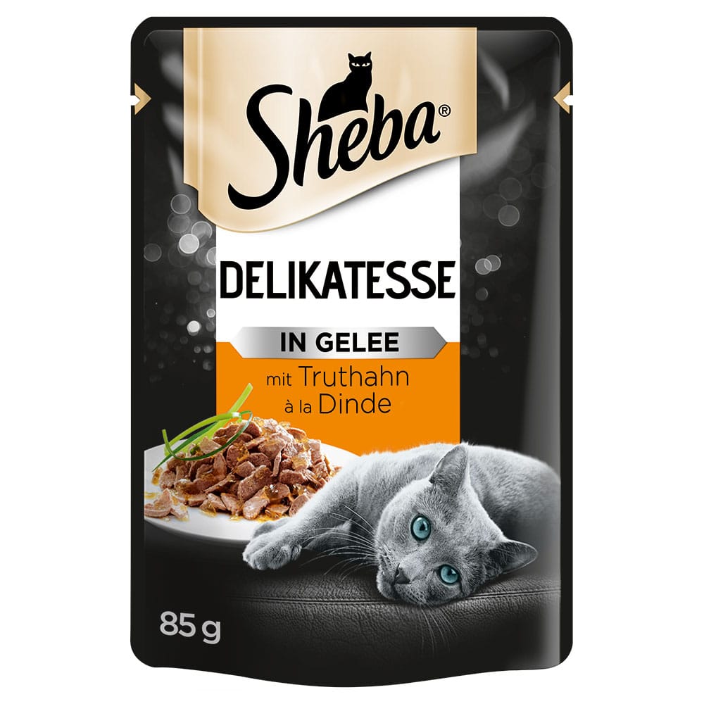 Multipack Sheba Varietäten Frischebeutel 12 x 85 g - Delikatesse in Gelee mit Truthahn