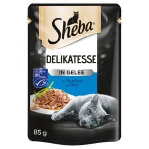 Multipack Sheba Varietäten Frischebeutel 12 x 85 g  - Delikatesse in Gelee mit Thunfisch