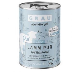 Sparpaket GRAU Hundefutter 24 x 400 g - Huhn Pur mit Leinöl