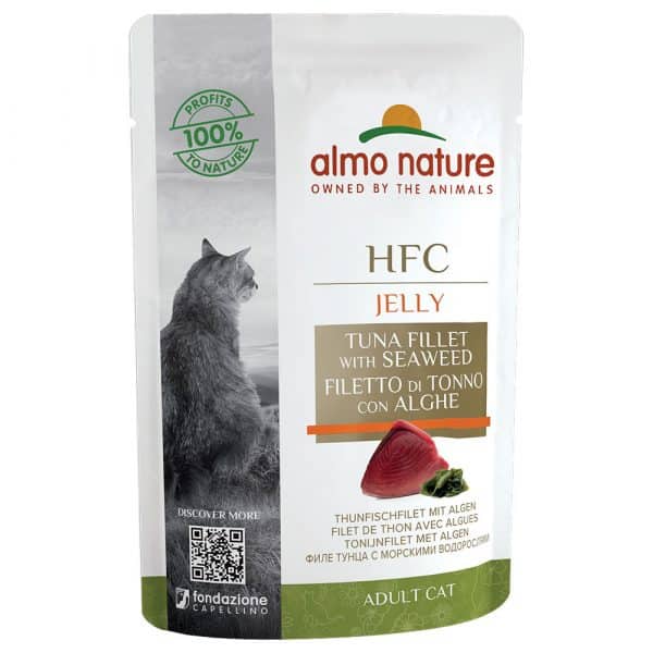 Sparpaket Almo Nature HFC Jelly Pouch 24 x 55 g - Thunfischfilet mit Algen