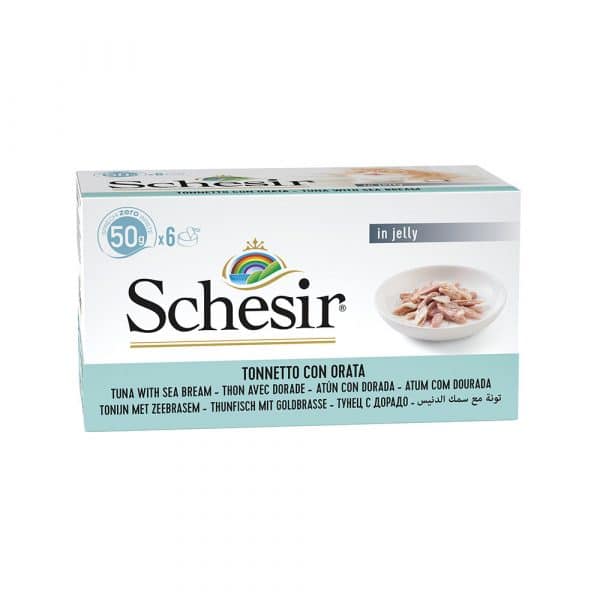 Sparpaket Schesir Small in Gelee 24 x 50 g - Thunfisch mit Goldbrasse