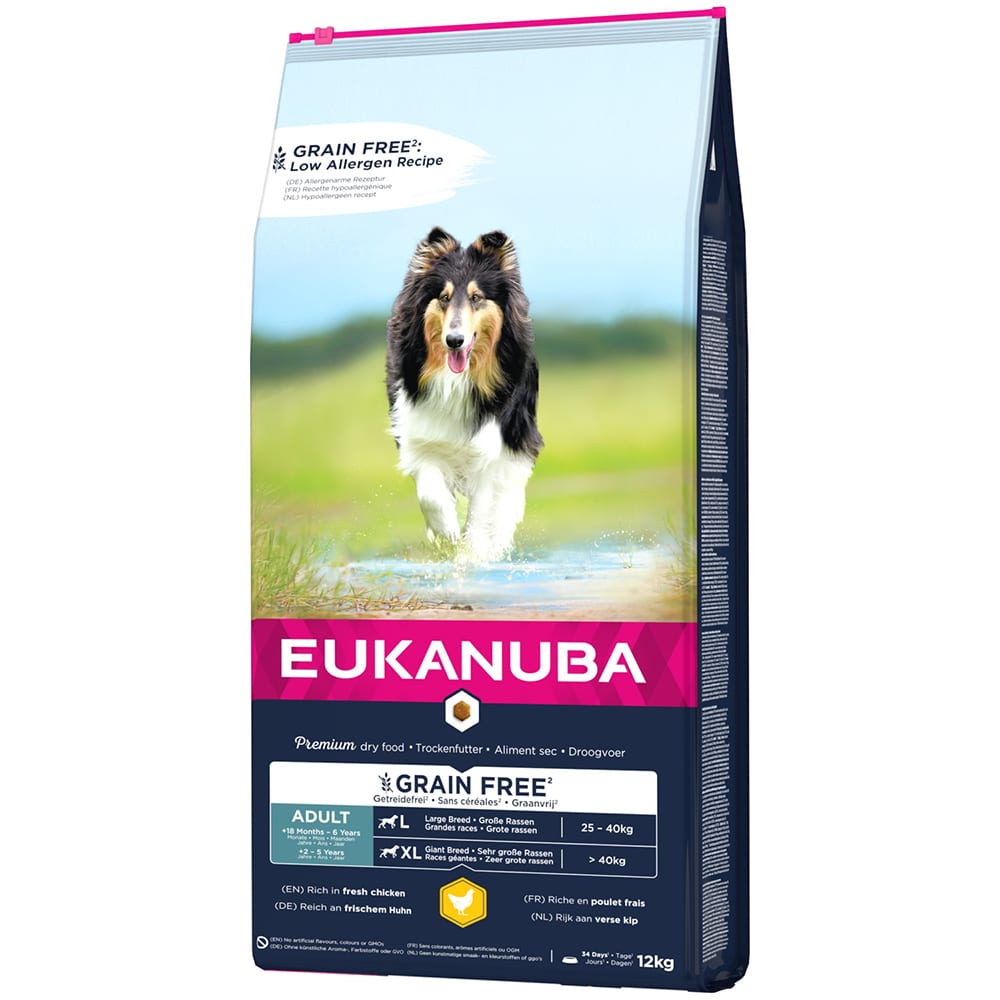 Eukanuba Grain Free Adult Large Breed Huhn - Sparpaket: 2 x 12 kg