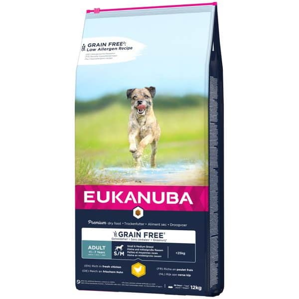 Eukanuba Grain Free Adult Small / Medium Breed Huhn - 12 kg