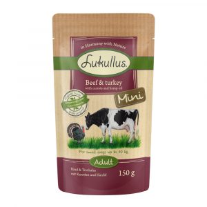 Lukullus Naturkost Adult Mini Getreidefrei 6 x 150 g - Rind & Truthahn