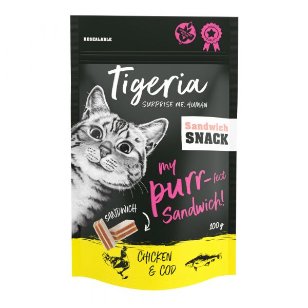 Tigeria Sandwich Snack Huhn & Kabeljau 100 g - Huhn & Kabeljau 3 x 100 g