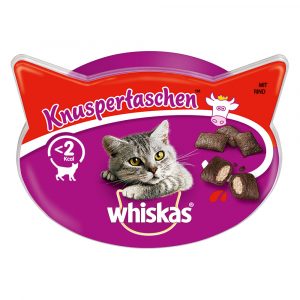 Sparpaket Whiskas Snacks - Knuspertaschen Rind (8 x 60 g)