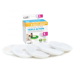 Catit Blumentrinkbrunnen Edelstahl - 5er Set Catit 2.0 TRIPLE ACTION Filter