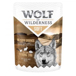 Sparpaket Wolf of Wilderness Adult 24 x 300 g - Pouch - Meadow Grounds - Huhn mit Kaninchen