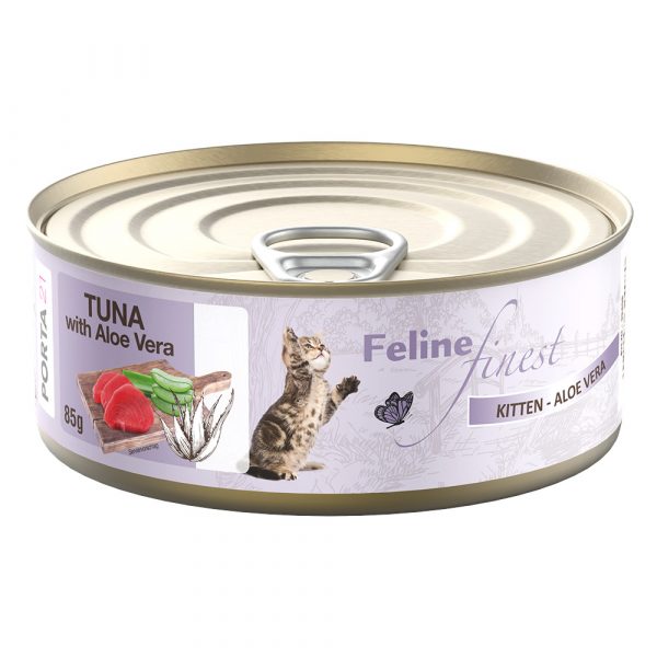 Feline Finest Katzen Nassfutter 6 x 85 g - Kitten Thunfisch mit Aloe