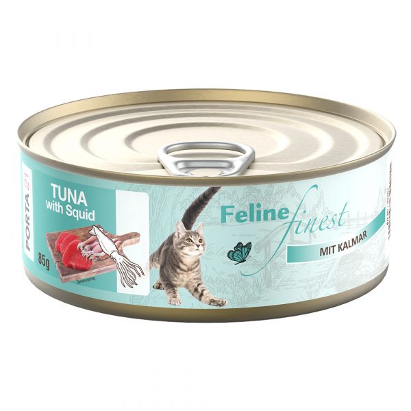5 + 1 gratis! 6 x 85 g Feline Finest Katzen Nassfutter - Thunfisch mit Kalmar