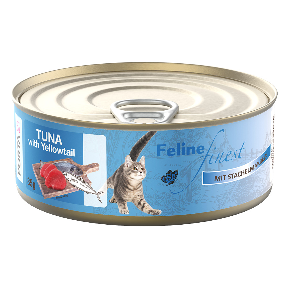 5 + 1 gratis! 6 x 85 g Feline Finest Katzen Nassfutter - Thunfisch mit Stachelmakrele