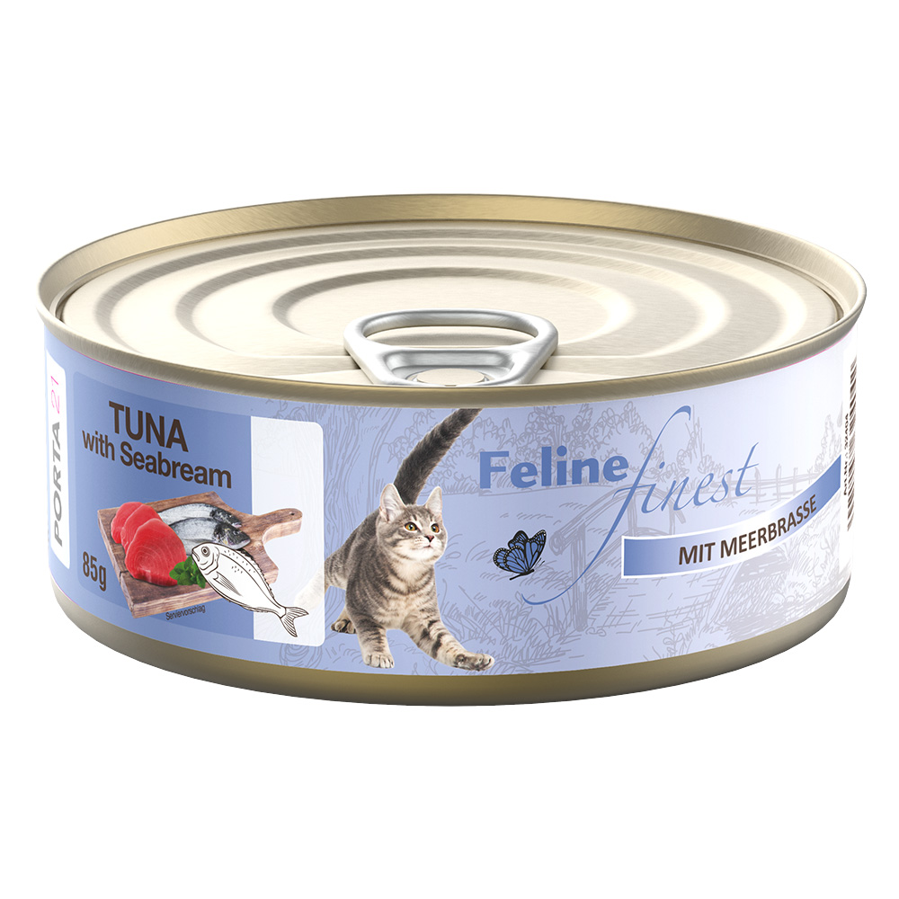 5 + 1 gratis! 6 x 85 g Feline Finest Katzen Nassfutter - Thunfisch mit Meerbrasse