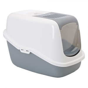 Savic Katzentoilette Nestor - Starterset: Toilette hellgrau/weiß + 2 extra Filter + 12 Bag it up